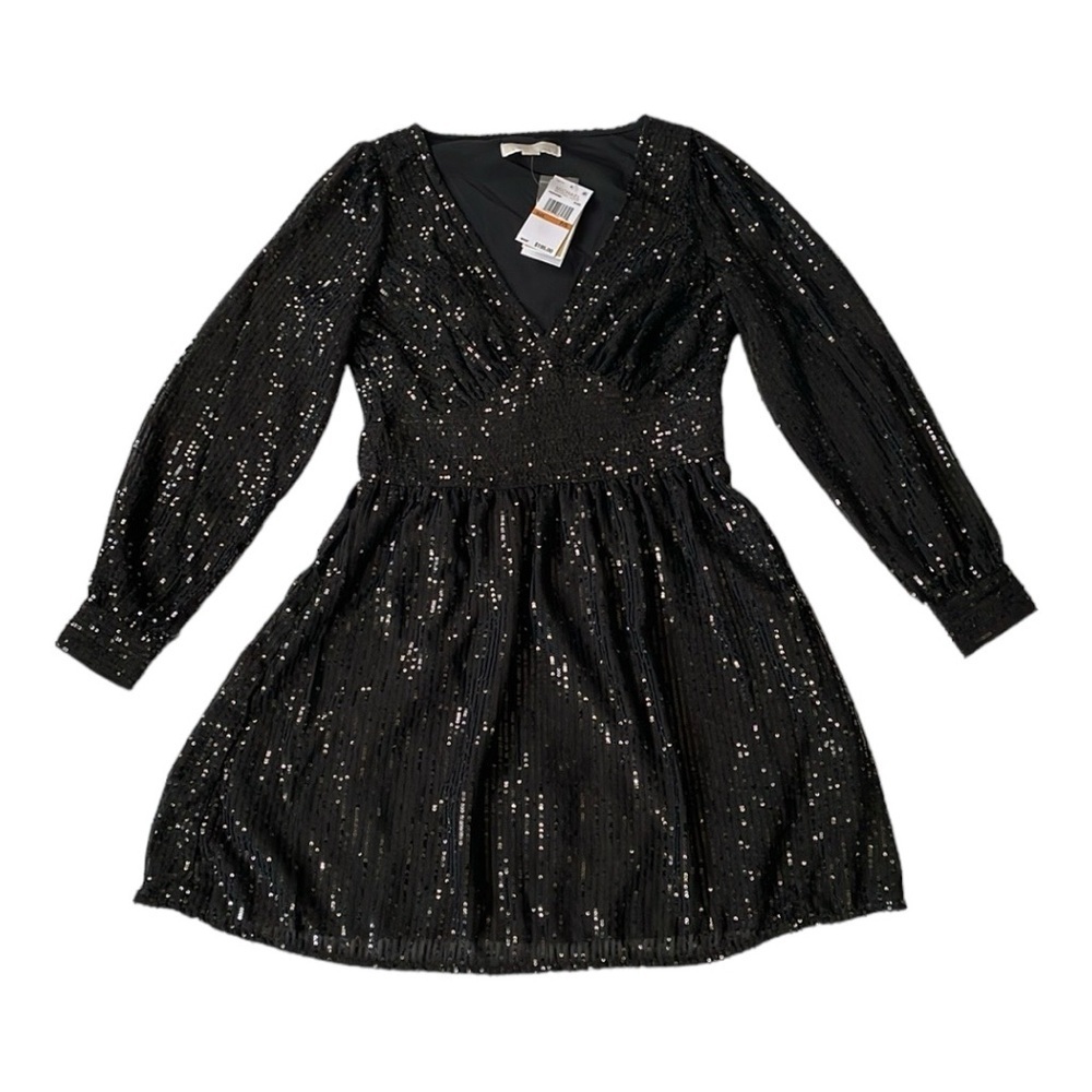 ♥️Michael Kors♥️Black long sleeves sequence, mini cocktail dress size (S/P) - Picture 5 of 13